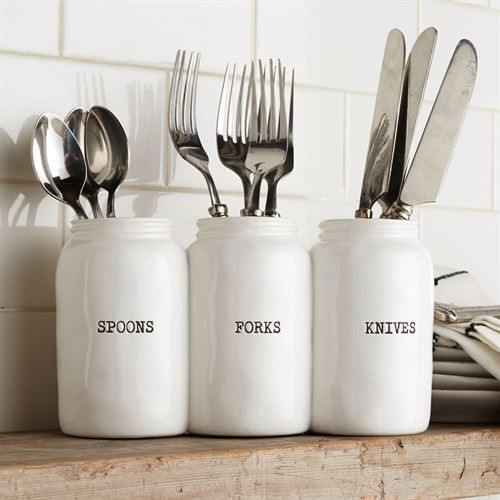 White Kitchen Utensil Holder
 Circa White Ceramic Kitchen Utensil Holder for Spoons