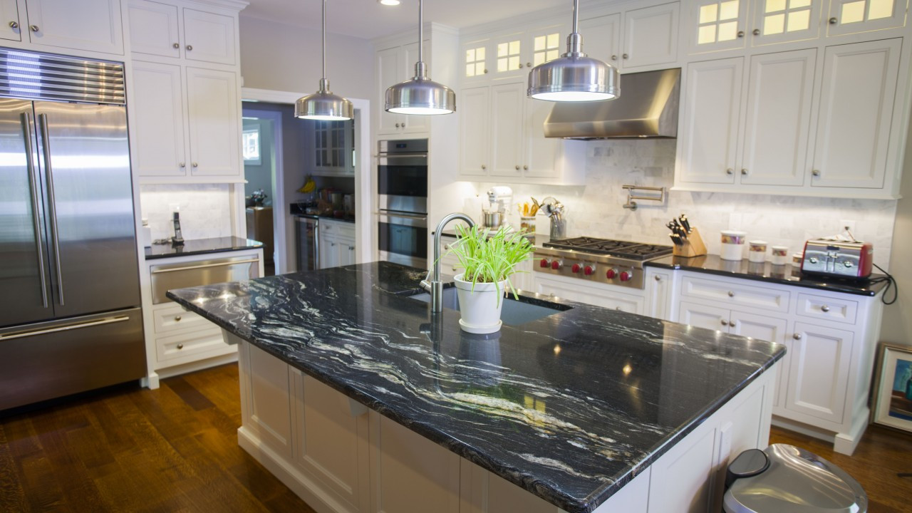 White Kitchen With Black Granite
 Black Granite Countertops Luxurious Look for Kitchens