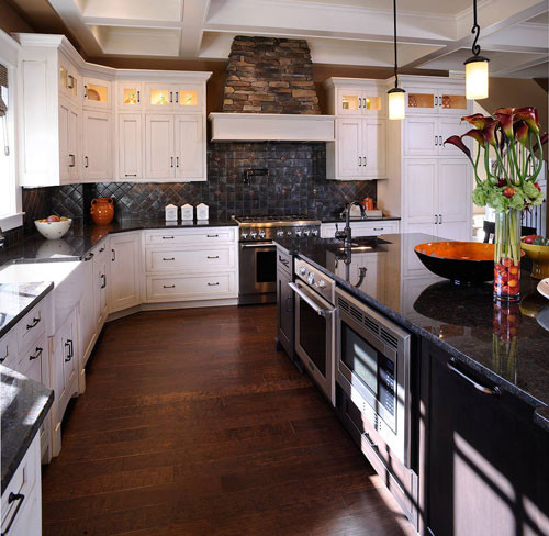 White Kitchen With Black Granite
 White Kitchen Cabinets with Black Granite Countertops