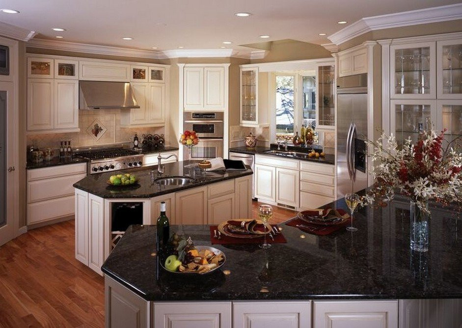 White Kitchen With Black Granite
 White Kitchen Cabinets with Black Granite Countertops