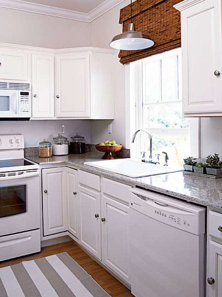 White Kitchen With White Appliances
 Ideas for that awkward space above your kitchen cabinets