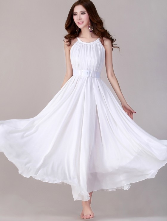 White Sundresses For Beach Wedding
 Summer White Wedding Party Maxi Dress Sundress For Holiday