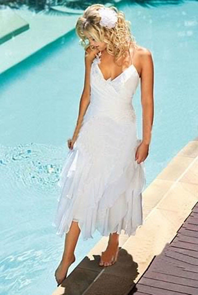 White Sundresses For Beach Wedding
 White Ivory Short Beach Wedding Dress Bridal Gown Custom