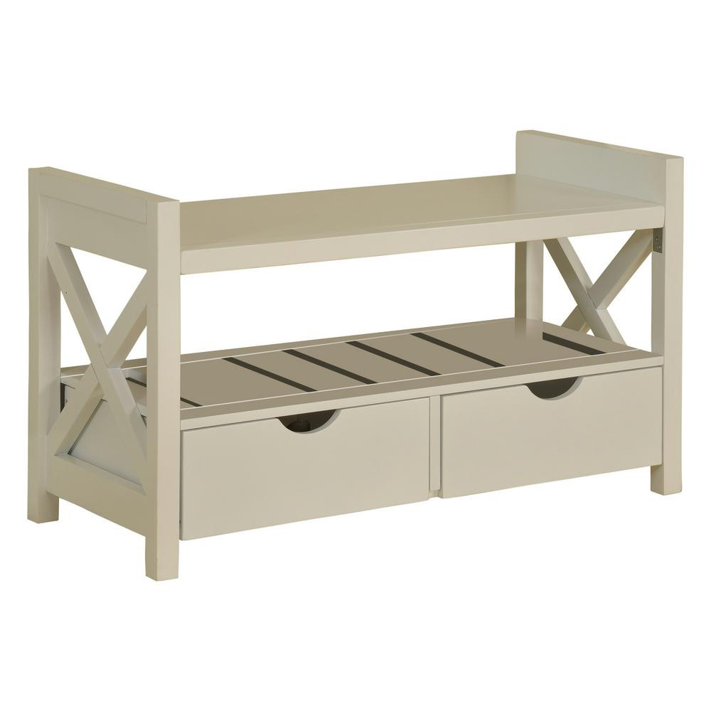 White Wooden Storage Bench
 Kings Brand Furniture White Wood Shoe Storage Bench with