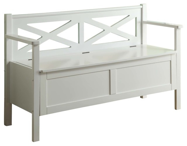 White Wooden Storage Bench
 White Wood Storage Bench Practical and Doubled Functional