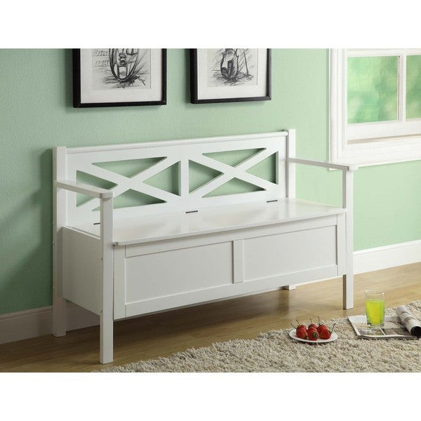 White Wooden Storage Bench
 Shop White Solid Wood Bench With Storage Free Shipping