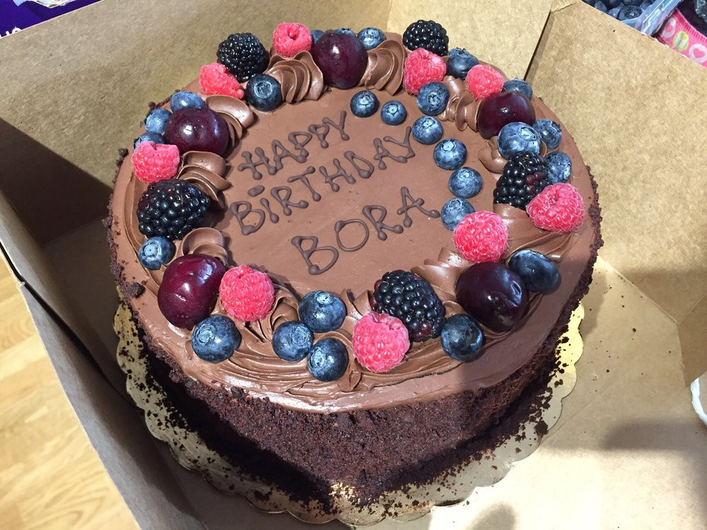 Whole Foods Chocolate Cake
 Lg Vegan chocolate mousse cake added our own berries and