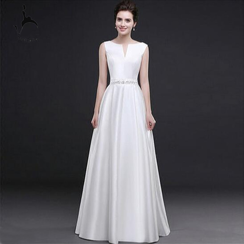 Wholesale Wedding Dresses
 Simple Design Sleeveless A line Wedding Dress Stunning V
