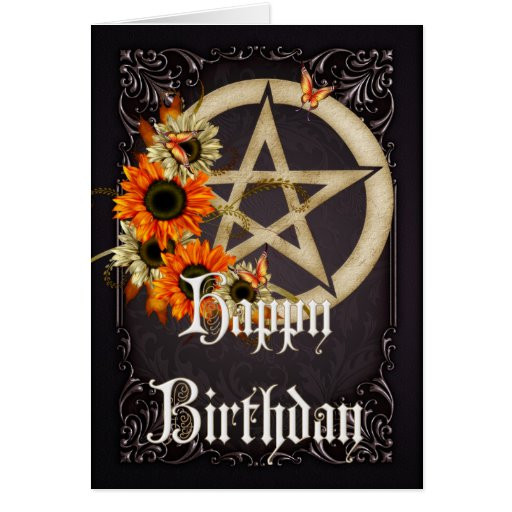 Wiccan Birthday Wishes
 Pentagram 8 Wicca Happy Birthday Greeting Card