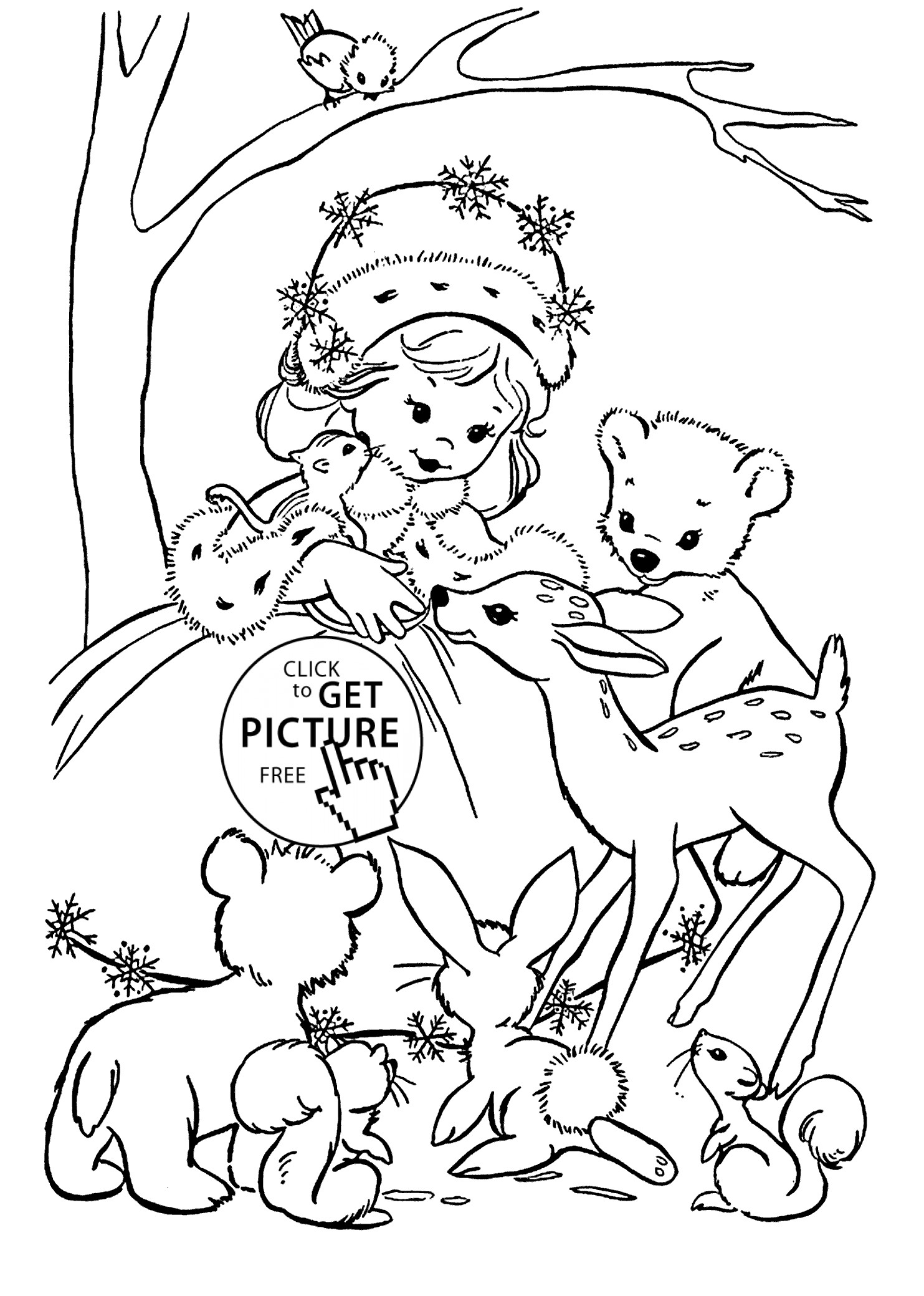 Winter Coloring Pages For Girls
 Winter Girl coloring pages for kids printable free