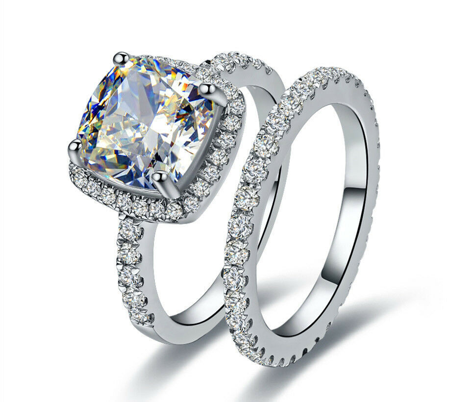 Women Wedding Rings
 Princess Cut Diamond Ring Classic Halo Style Cushion Shape