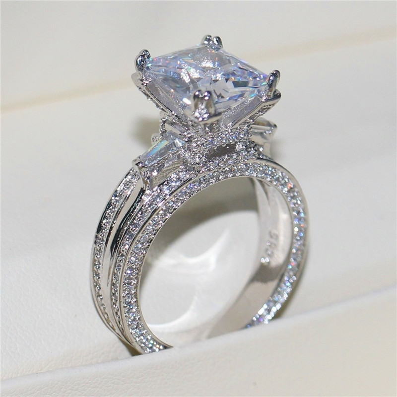 Women Wedding Rings
 Bamos Simple White CZ Ring Classic Wedding Rings Exquisite