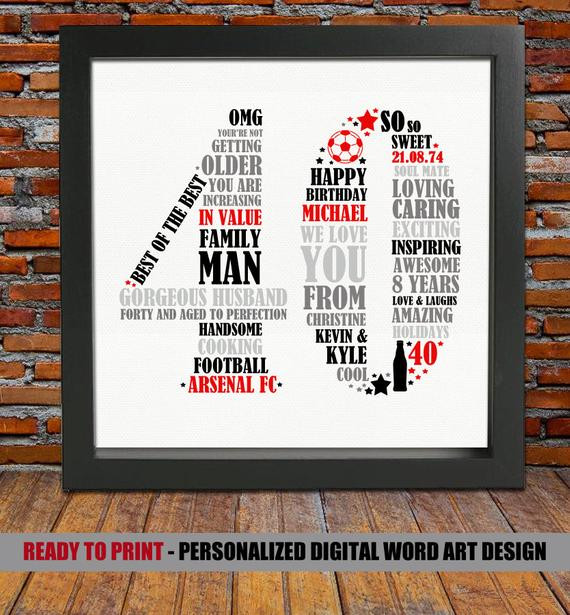 Women'S 40Th Birthday Gift Ideas
 Personalized 40th Birthday Gift for Him 40th by BlingPrints