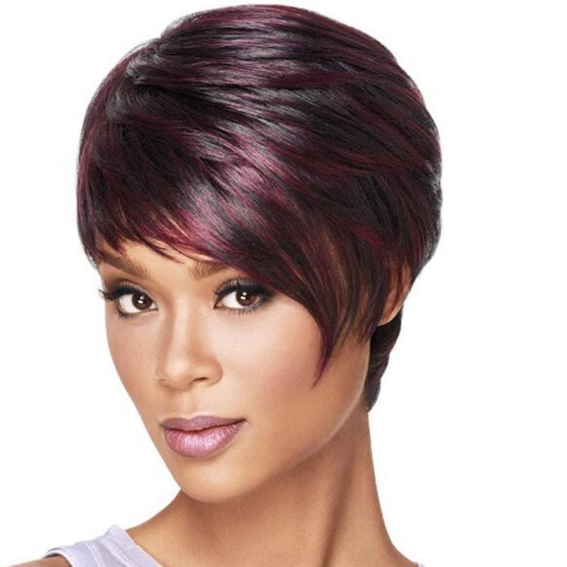 Women'S Short Curly Hairstyles
 y La s fashion Straight Short Mix Color Natural Hair