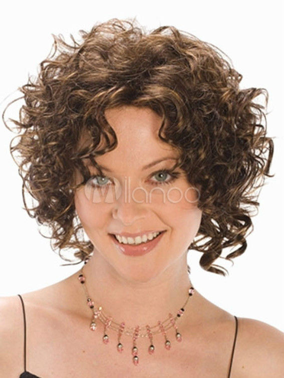 Women'S Short Curly Hairstyles
 Fashion Wig New y Women s Short Dark Brown Curly