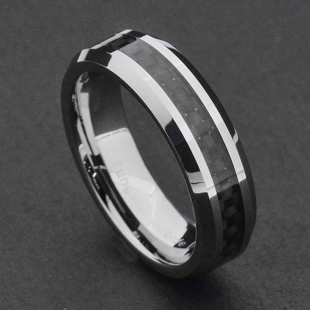 Womens Black Wedding Rings
 6mm Tungsten Carbide Black Carbon Fiber Women s Wedding