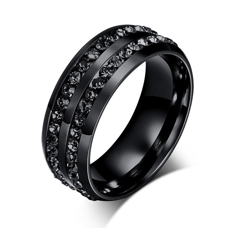 Womens Black Wedding Rings
 Cool Round Black CZ Stainless Steel Rings Titanium Wedding