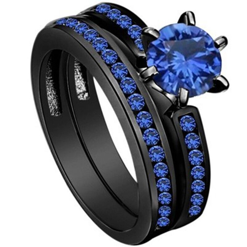 Womens Black Wedding Rings
 4 12 Black Wedding Ring Engagement Solitaire Blue Crystal