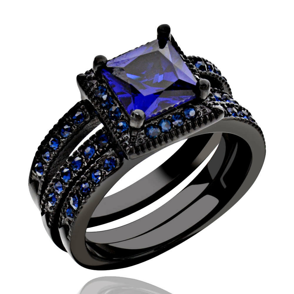 Womens Black Wedding Rings
 Black Stainless Steel Women s Wedding Band Ring Set Halo