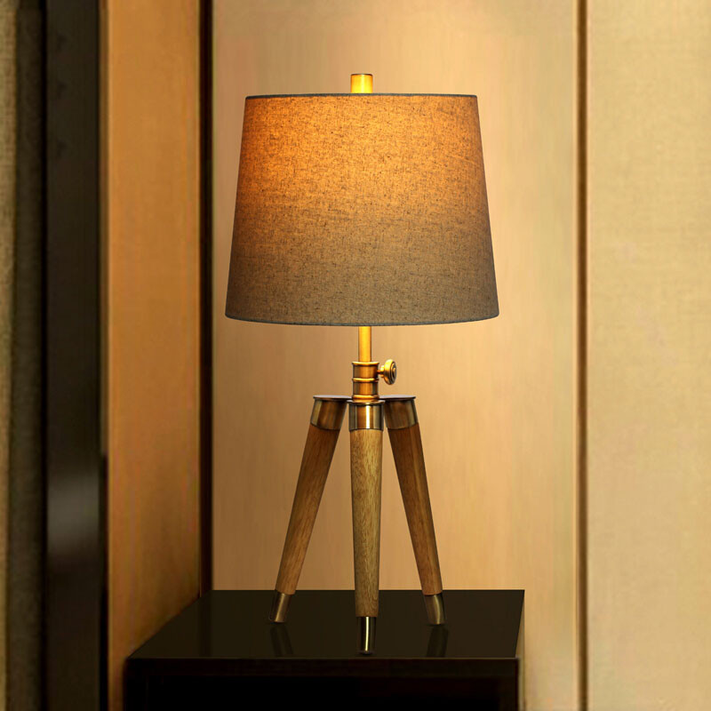 Wood Table Lamps Living Room
 Solid Wood Tripod table lamp bedroom bedside luminaires