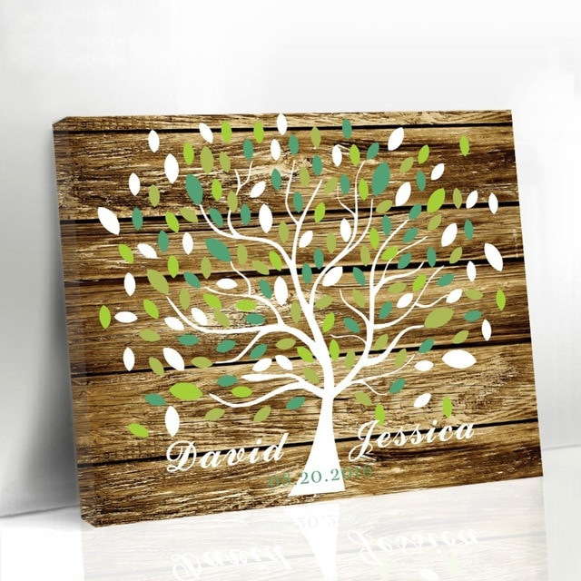 Wooden Tree Wedding Guest Book
 Personalized Unique Wedding Leaf Tree Wood Frame Guestbook