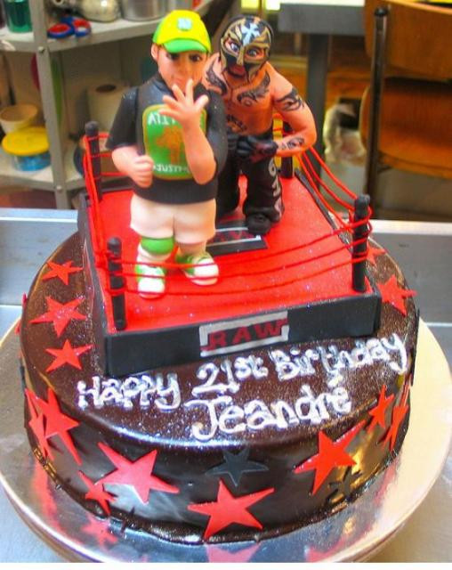 Wwe Birthday Cakes
 Wrestling WWE theme chocolate birthday cake with ring and