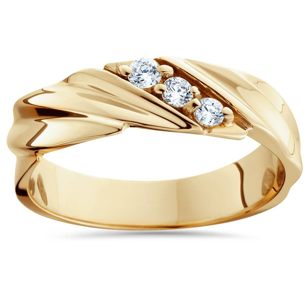 Yellow Gold Wedding Bands For Men
 1 10ct Diamond 14K Yellow Gold Mens Wedding Ring