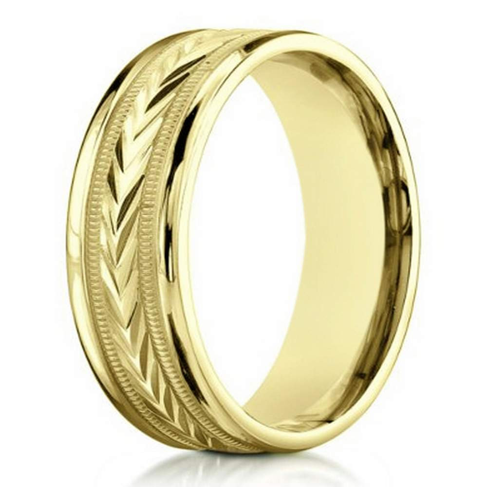 Yellow Gold Wedding Bands For Men
 Men s Carved Arrow 18k Yellow Gold Wedding Ring