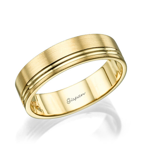 Yellow Gold Wedding Bands For Men
 Mens Wedding band 14k Yellow Gold Ring Wedding Ring Matte