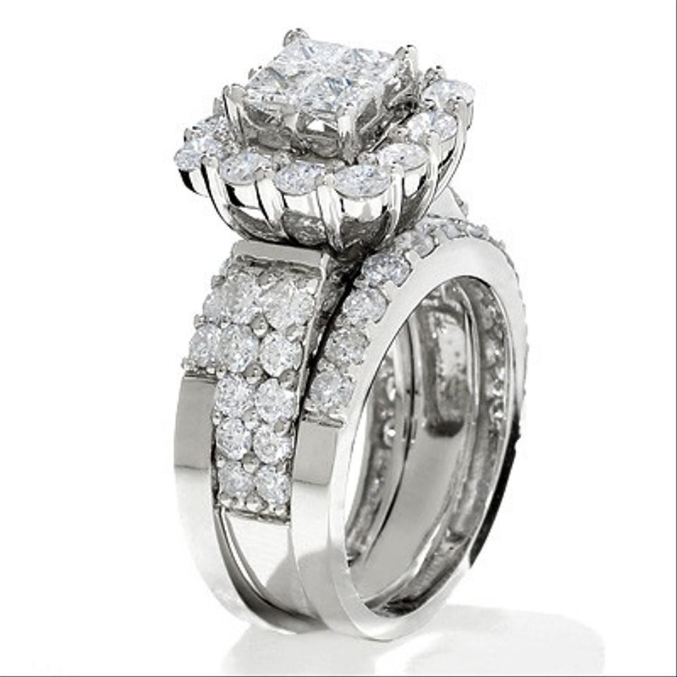 Zales Womens Wedding Rings
 White White Gold 4 Ct T w Princess cut Quad Diamond