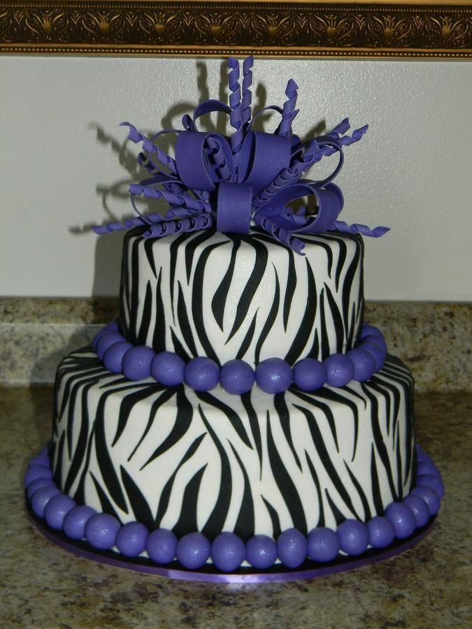 Zebra Print Birthday Cake
 Purple Zebra Print — Birthday Cakes