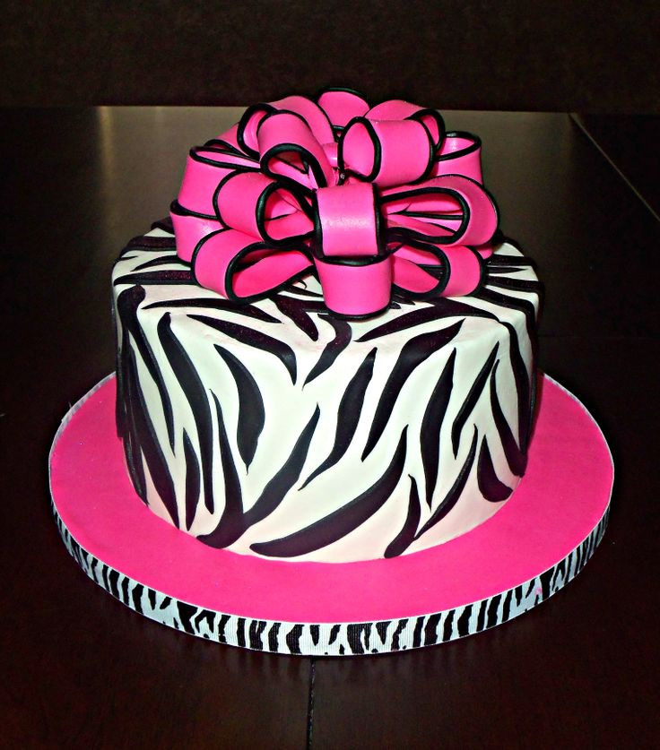 Zebra Print Birthday Cake
 21 birthday cake zebra print pink and black