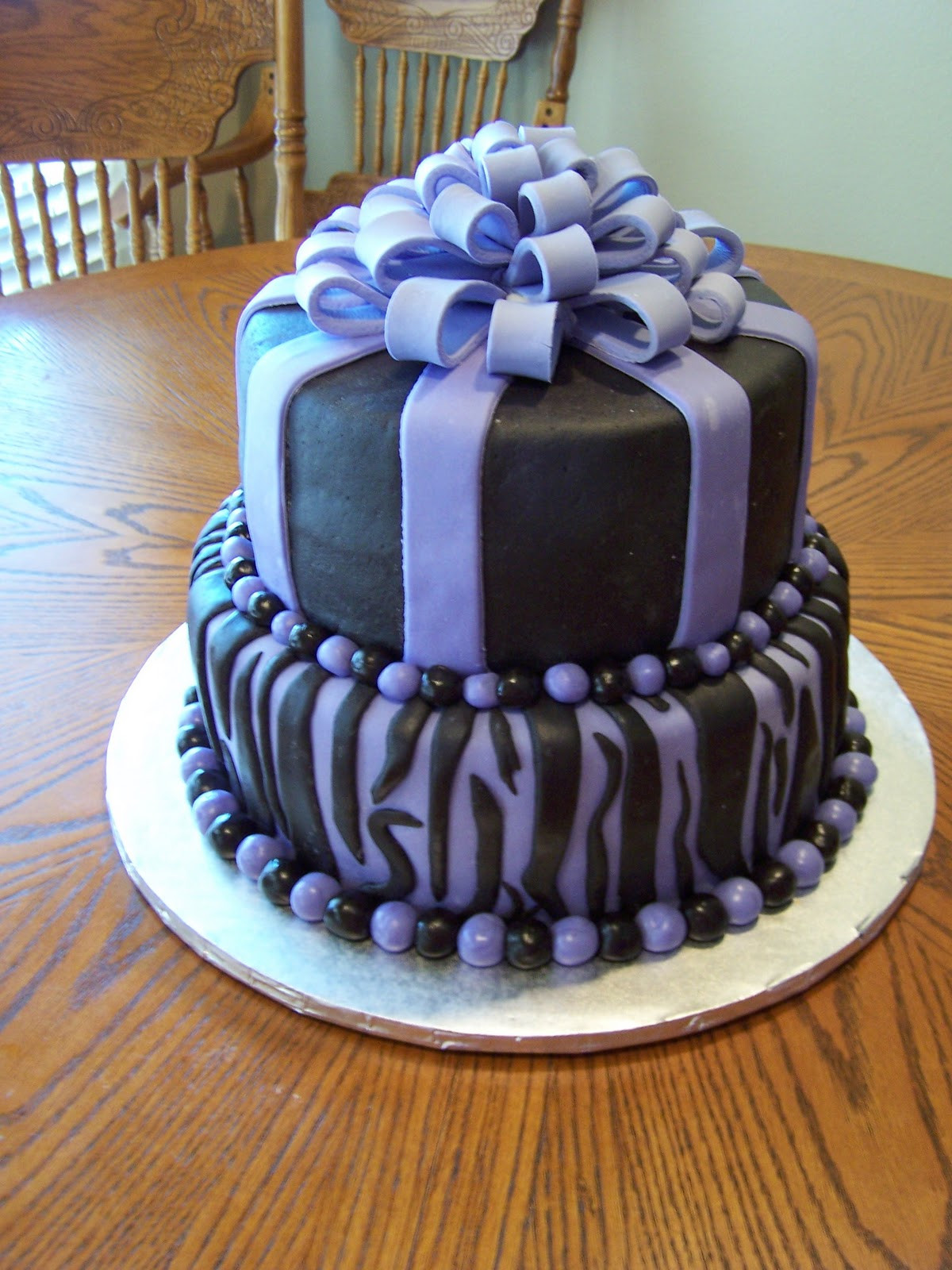 Zebra Print Birthday Cake
 Heather Calvin Cakes Purple Zebra Print Birthday Cake