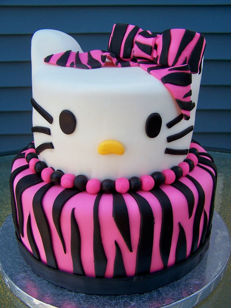 Zebra Print Birthday Cake
 Zebra Print Hello Kitty Birthday Cake CakeCentral