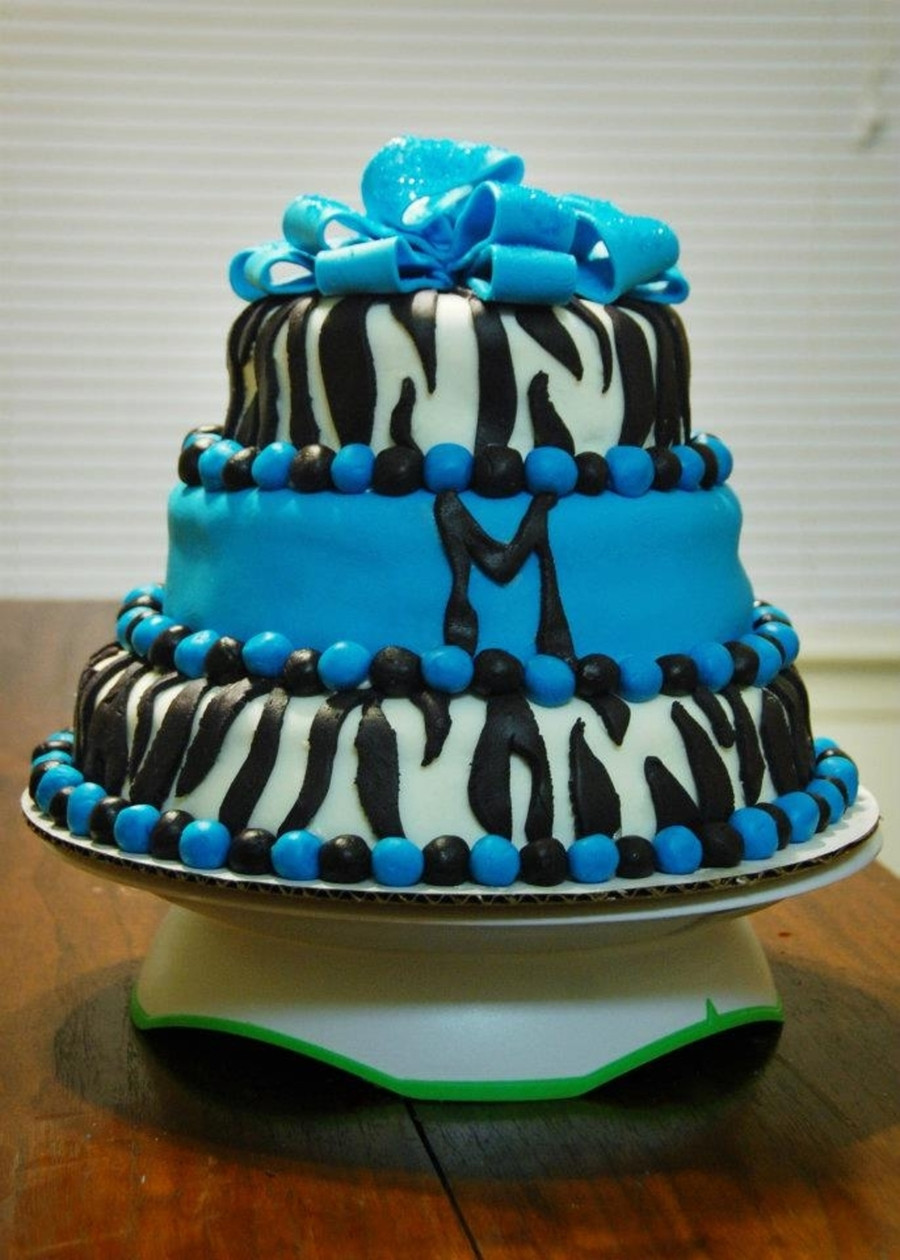 Zebra Print Birthday Cake
 Blue Zebra Print Birthday Cake CakeCentral