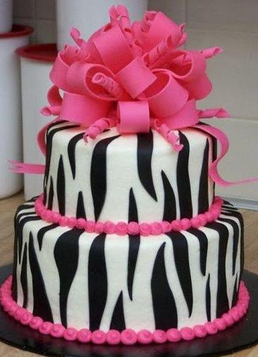 Zebra Print Birthday Cake
 Party Frosting Pink and Zebra