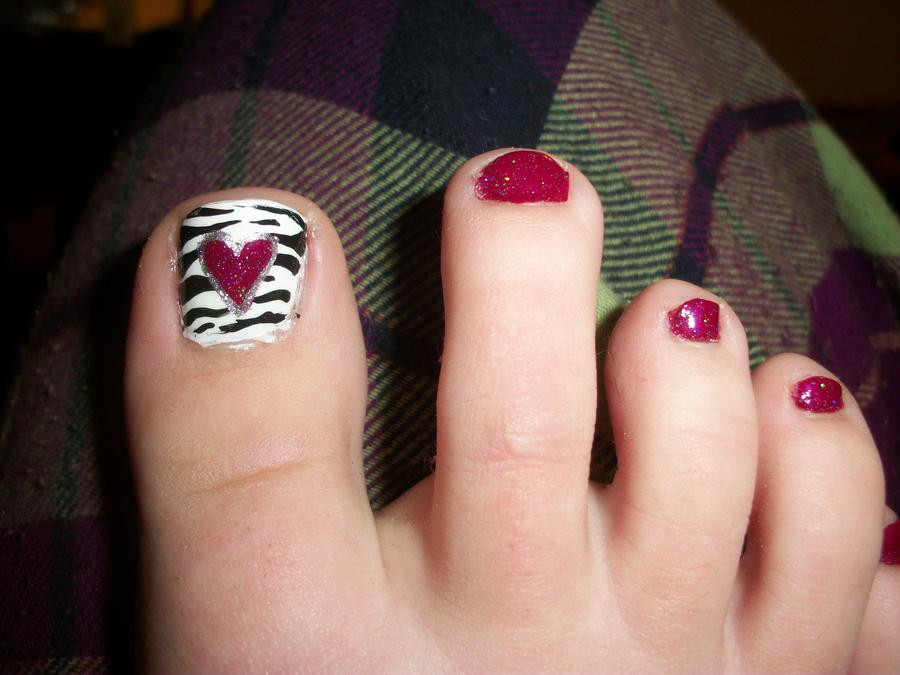 Zebra Toe Nail Designs
 Purple Zebra Heart Toe Nails by QueenAlice Awesome on