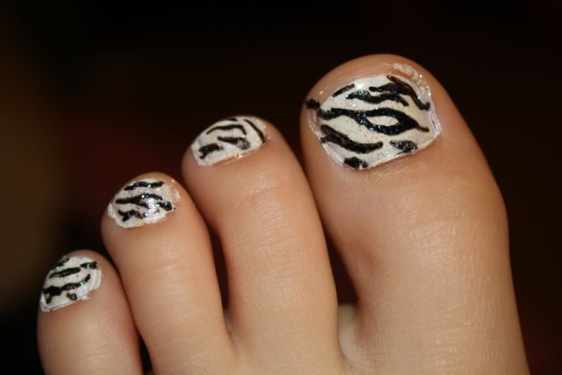 Zebra Toe Nail Designs
 Agape Love Designs Zebra & Cheetah Print Toe Nails
