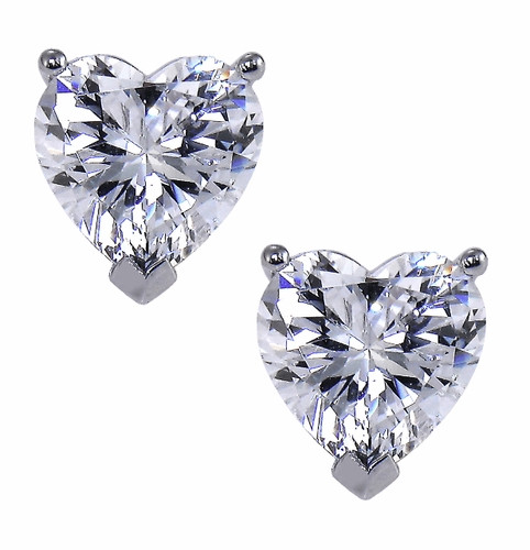 Zirconia Stud Earrings
 Heart Shape Diamond Look Cubic Zirconia Stud Earrings
