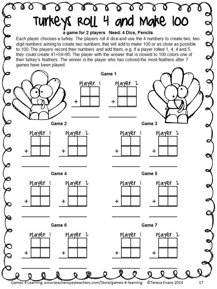 3rd Grade Thanksgiving Activities
 NO PREP Thanksgiving Math Games for Third Grade with