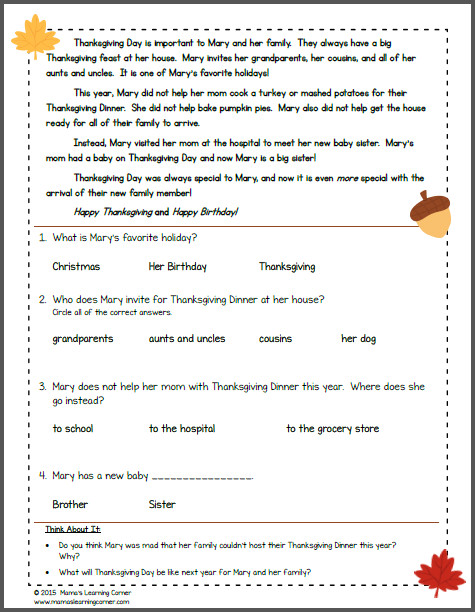3rd Grade Thanksgiving Activities
 Thanksgiving Worksheet Packet for Kindergarten and First