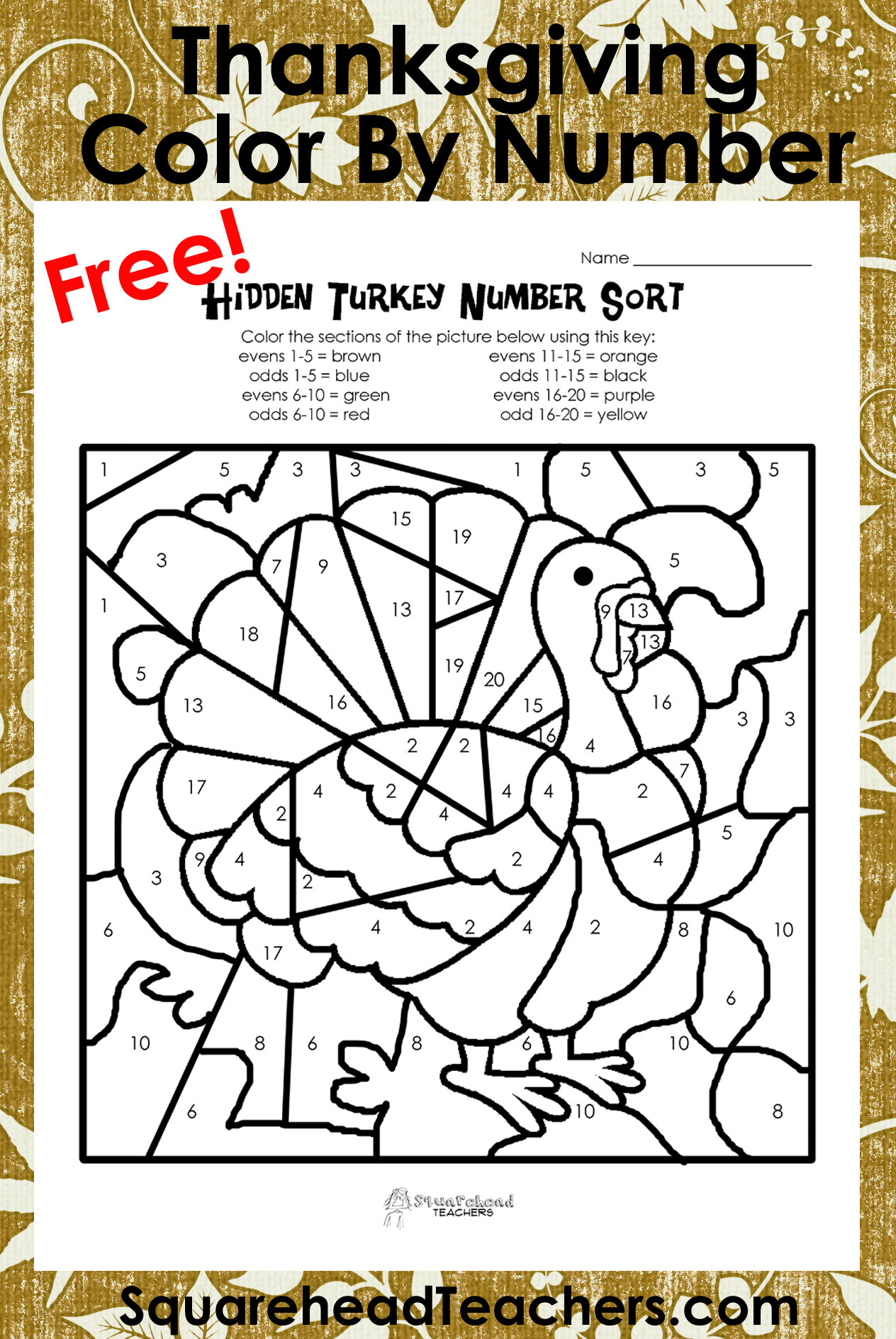 3rd Grade Thanksgiving Activities
 Homeschool Parent Thanksgiving Odd and Even Color By