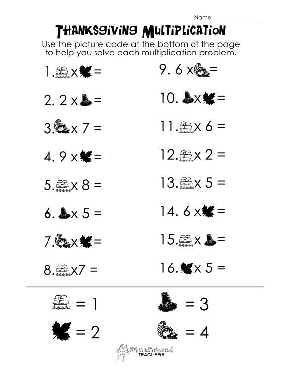 3rd Grade Thanksgiving Activities
 FREE Thanksgiving math worksheet multiplication with