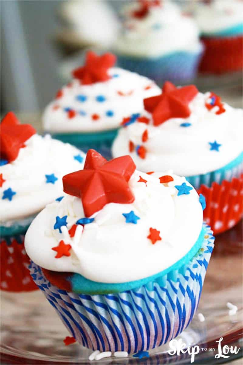 4th Of July Cupcake Ideas
 Red White and Blue Cupcakes With Candy Star Cupcake Toppers