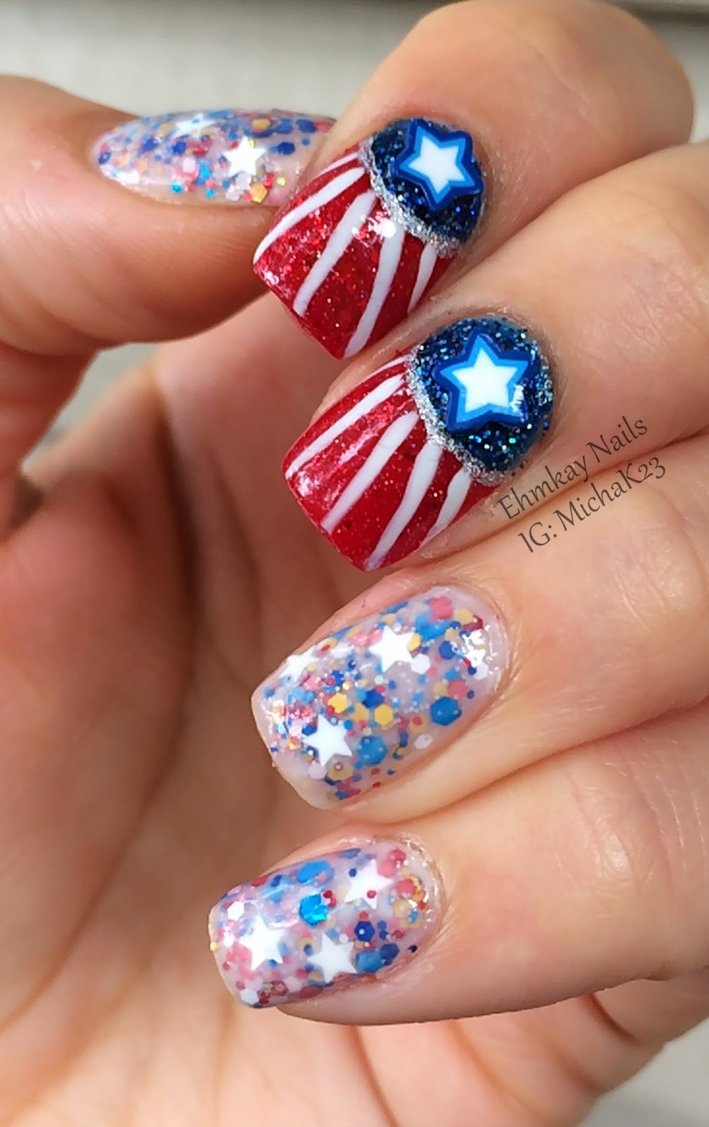 4th Of July Nail Design
 ehmkay nails Fourth of July Nail Art