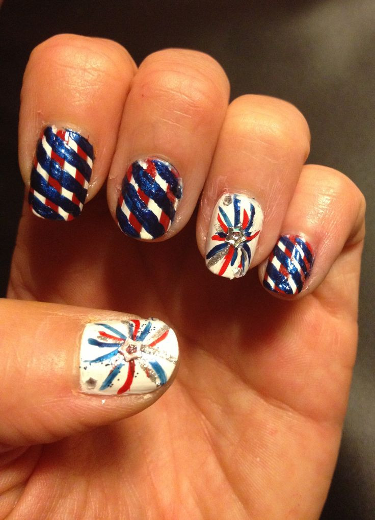 4th Of July Nail Design
 25 Very Beautiful Fourth July Fireworks Nail Art Designs