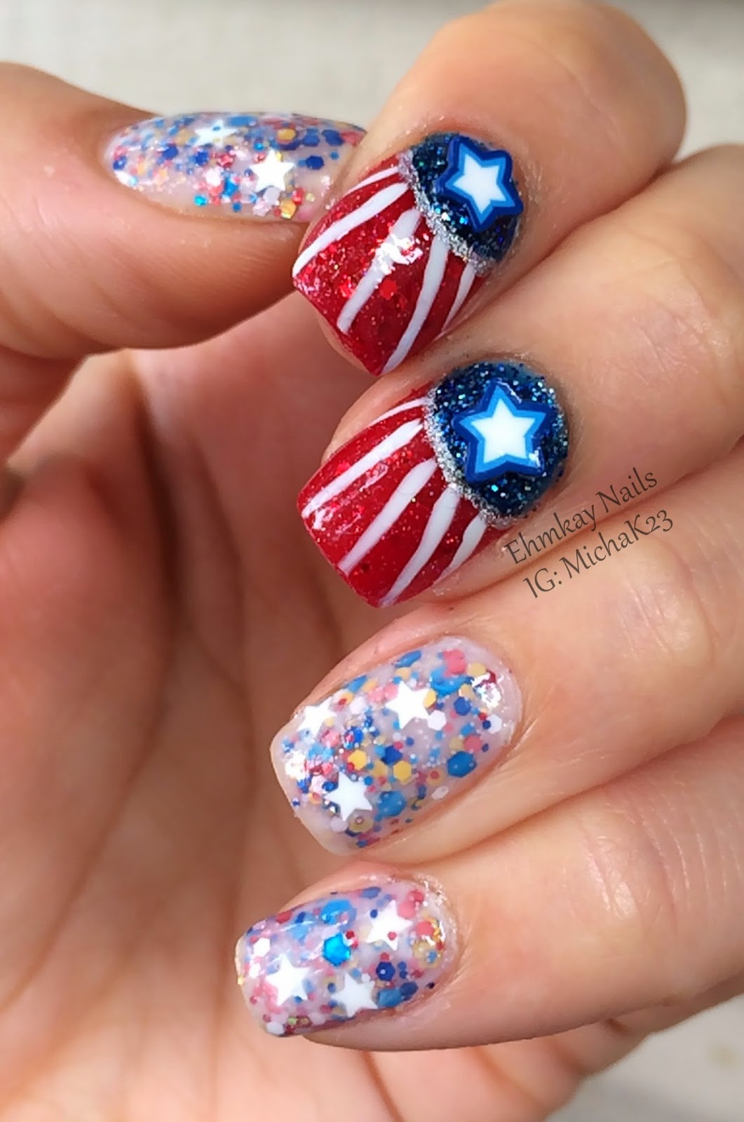 4th Of July Nail Design
 ehmkay nails Fourth of July Nail Art