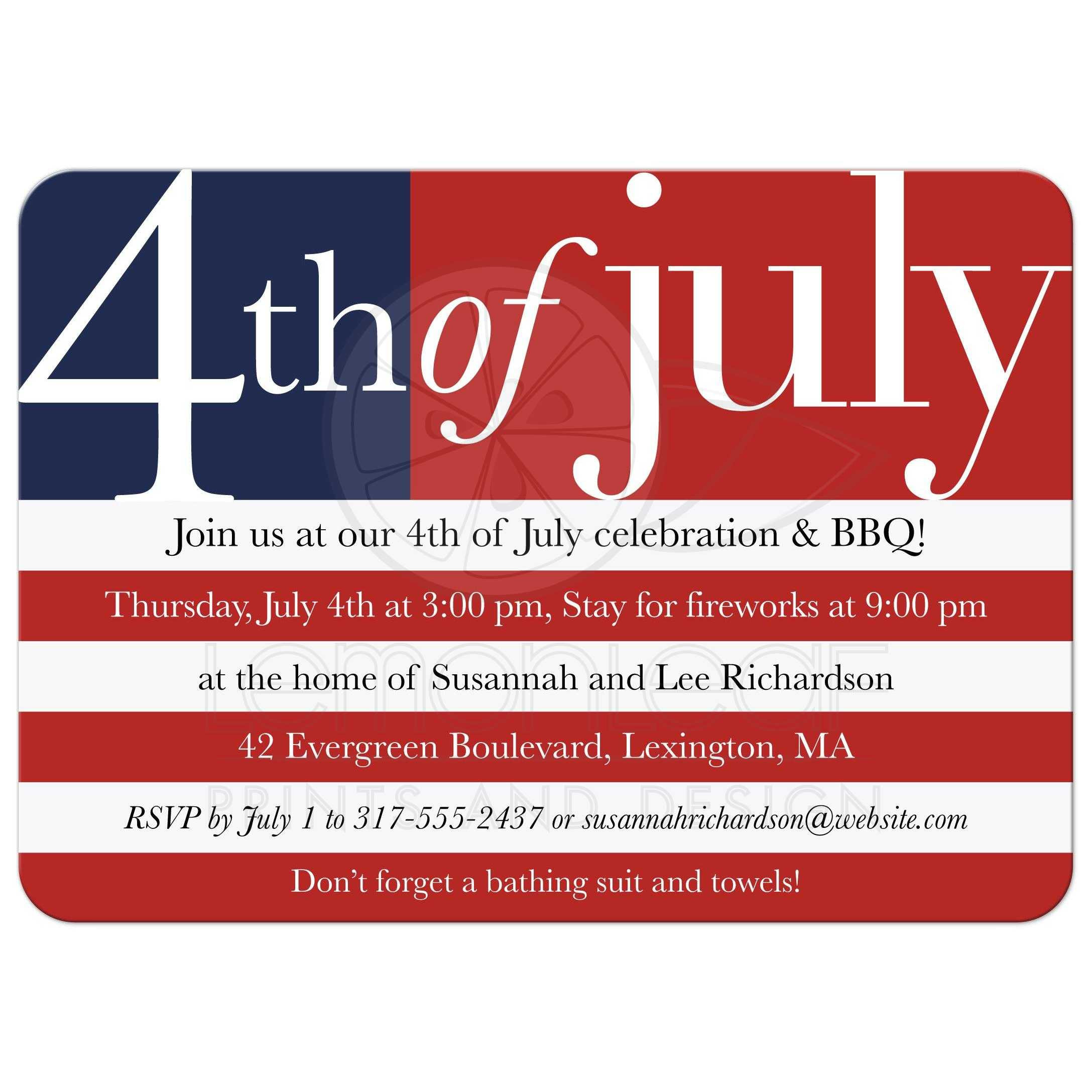 4th Of July Party Invitations
 Independence Day Party Invitation US Flag 4th of July