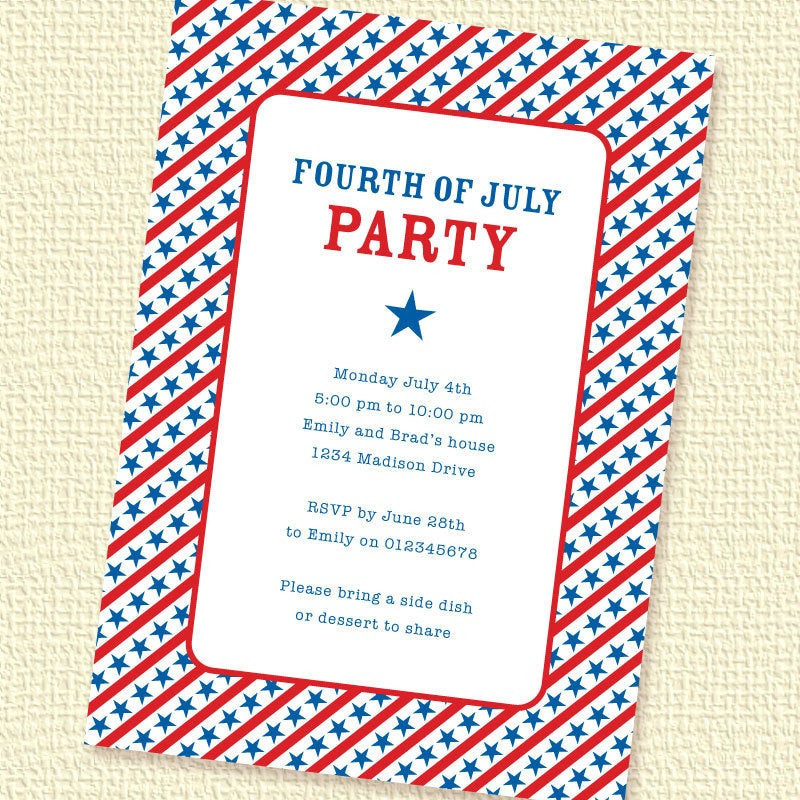 4th Of July Party Invitations
 Starry Stripes Fourth of July Party Invitation Printable