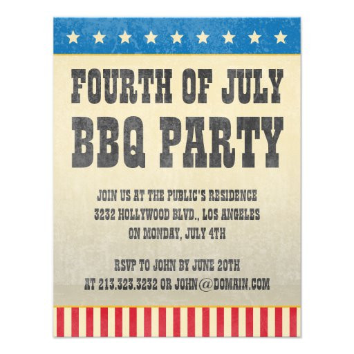 4th Of July Party Invitations
 Vintage Fourth of July Party Invitation 4 25" X 5 5